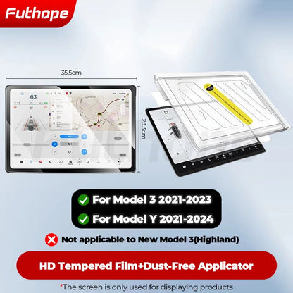 Displayschutz gehärtetem Glas für Tesla Model 3 Y Highland Juniper 2021–2025