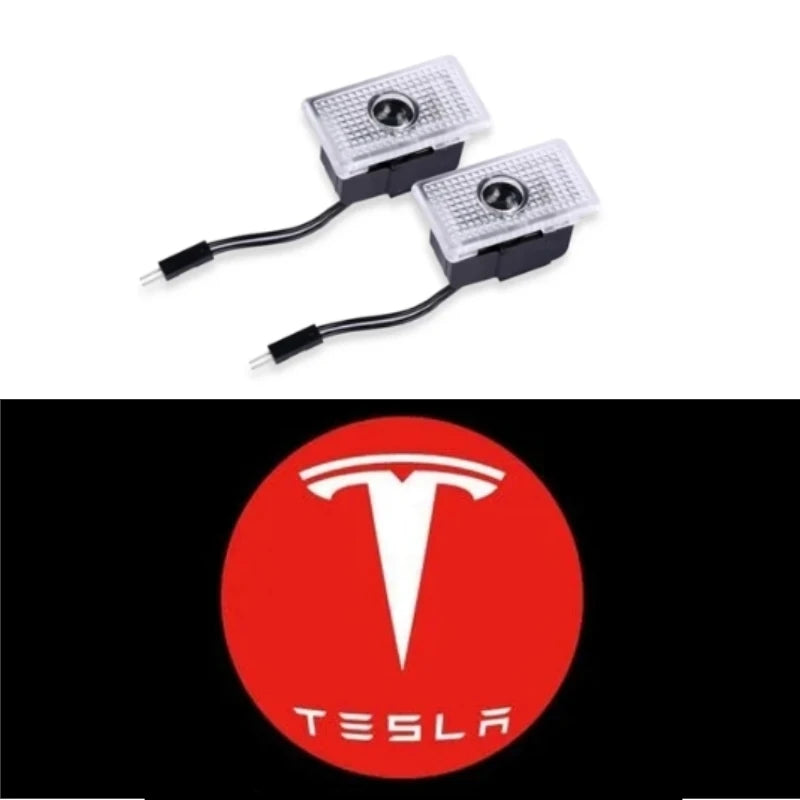 Tesla Model 3,S,X,Y, 2 Stück LED HD Logo Laser Tür