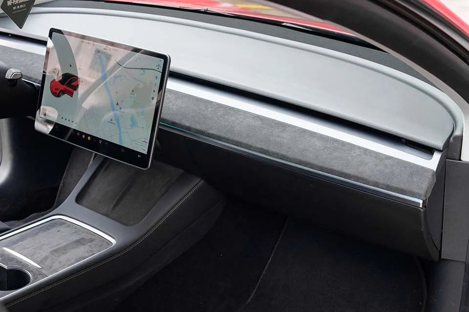 Echte schwarze Alcantara-Verkleidungen für Tesla Model 3/Y Dekor