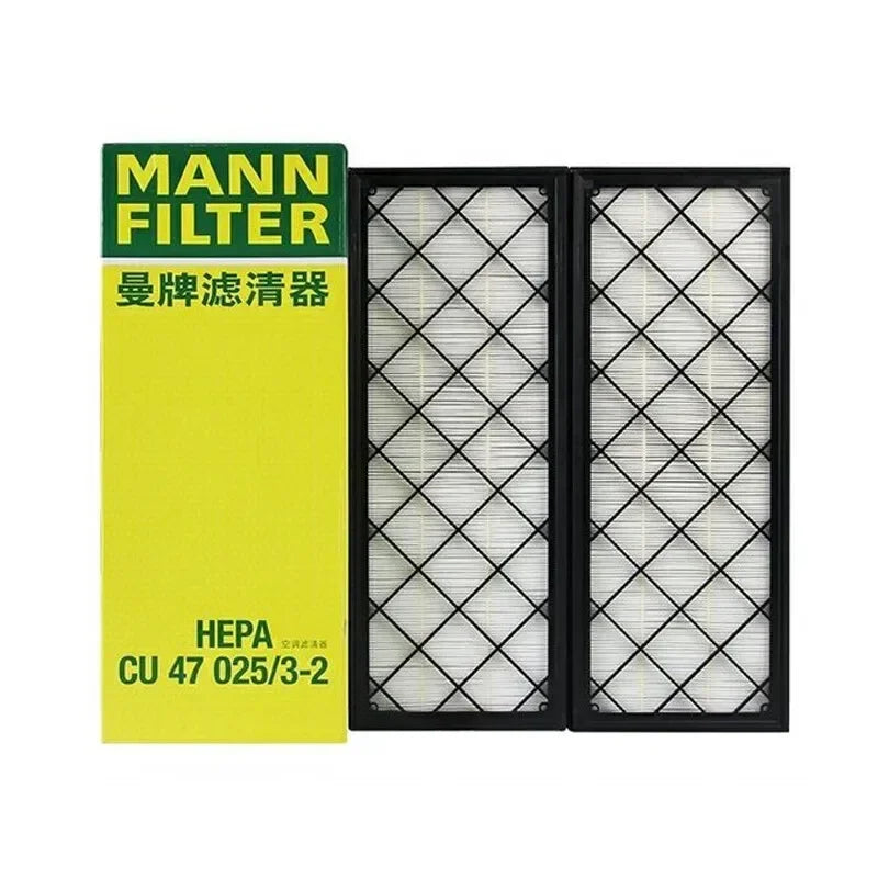 Tesla Model Y / 3 HEPA Aktivkohle-Innenraumfilter-Set für Elektrofahrzeuge – MANNFILTER CUK25015/21-2, CUK46025/1-2, CU47025/3-2 – eingebauter Luftfilter