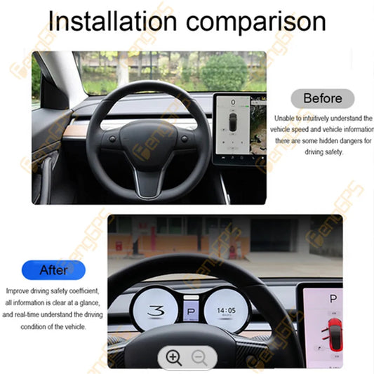 Digital Tesla Model 3 Y ab 2016 Tachometer, Geschwindigkeitsanzeiger