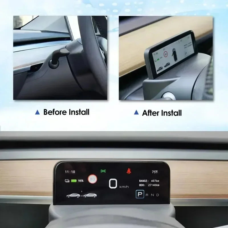 HUB für Tesla Model 3 Y 4,6'' Armaturenbrett Lenkrad Instrument HD LCD Display Tachometer Head-up Display Fahrzeugmodifikation