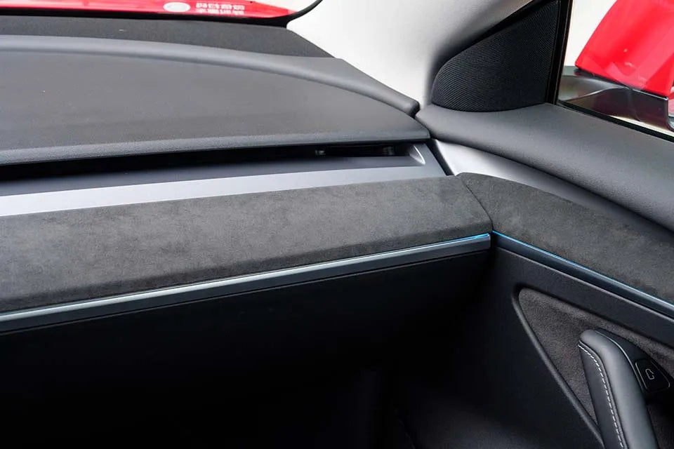 Echte schwarze Alcantara-Verkleidungen für Tesla Model 3/Y Dekor