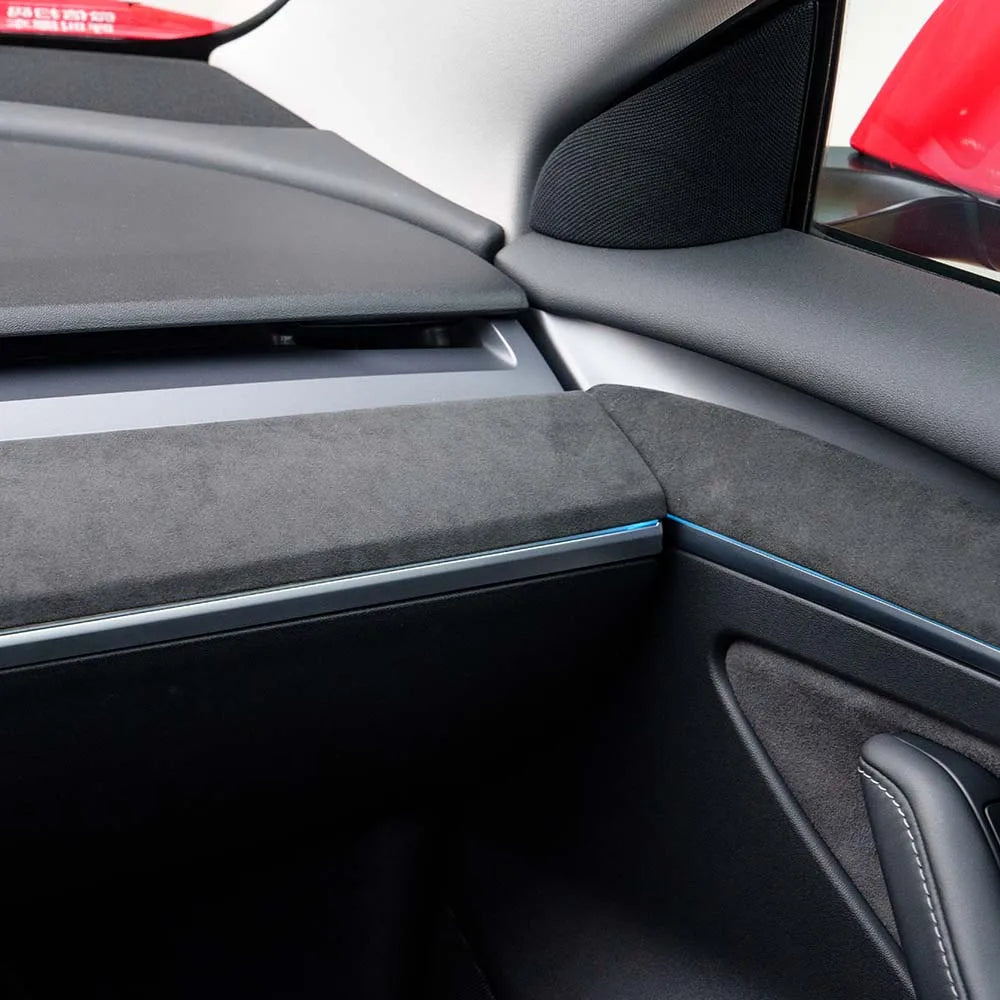 Echte schwarze Alcantara-Verkleidungen für Tesla Model 3/Y Dekor