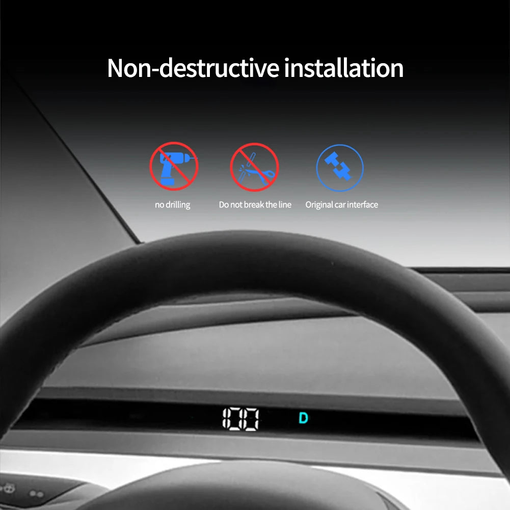 HUD Head-Up-Display Tesla Model 3 Modell Y, Tachometer