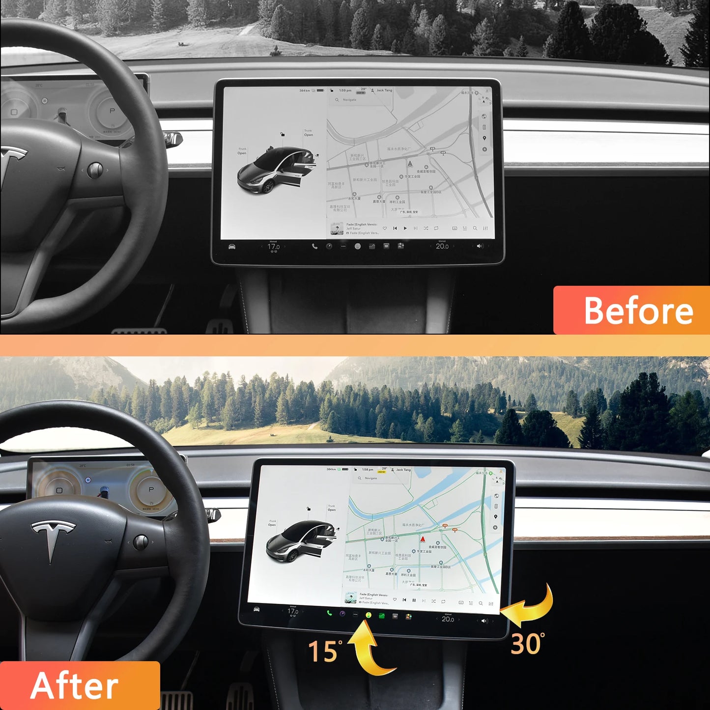Bildschirm-Schwenk / Neigehalterung für Tesla Model Y/3 Highland 2017-2024