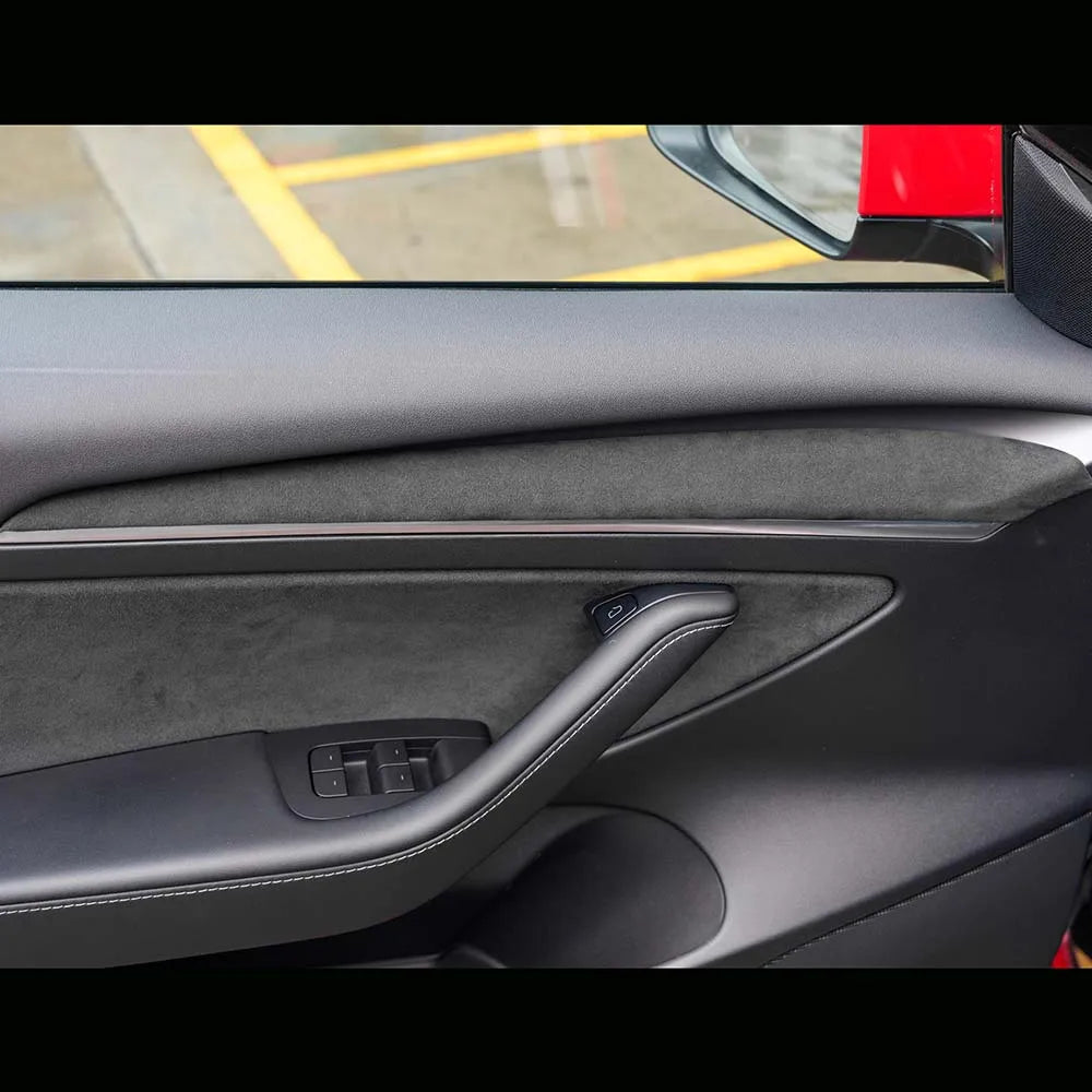 Echte schwarze Alcantara-Verkleidungen für Tesla Model 3/Y Dekor