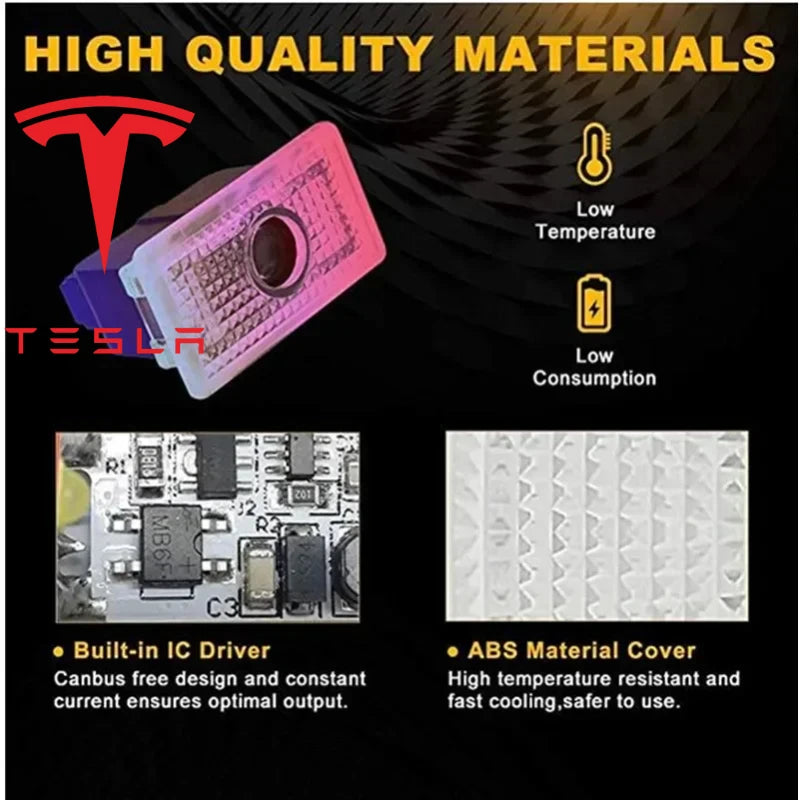 Tesla Model 3,S,X,Y, 2 Stück LED HD Logo Laser Tür