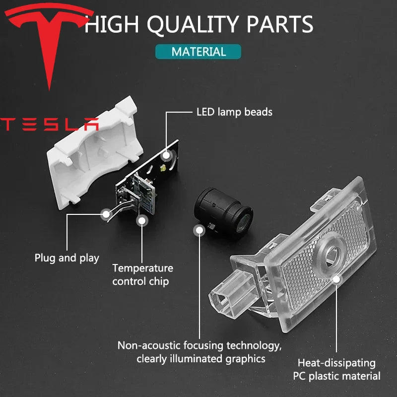 Tesla Model 3,S,X,Y, 2 Stück LED HD Logo Laser Tür