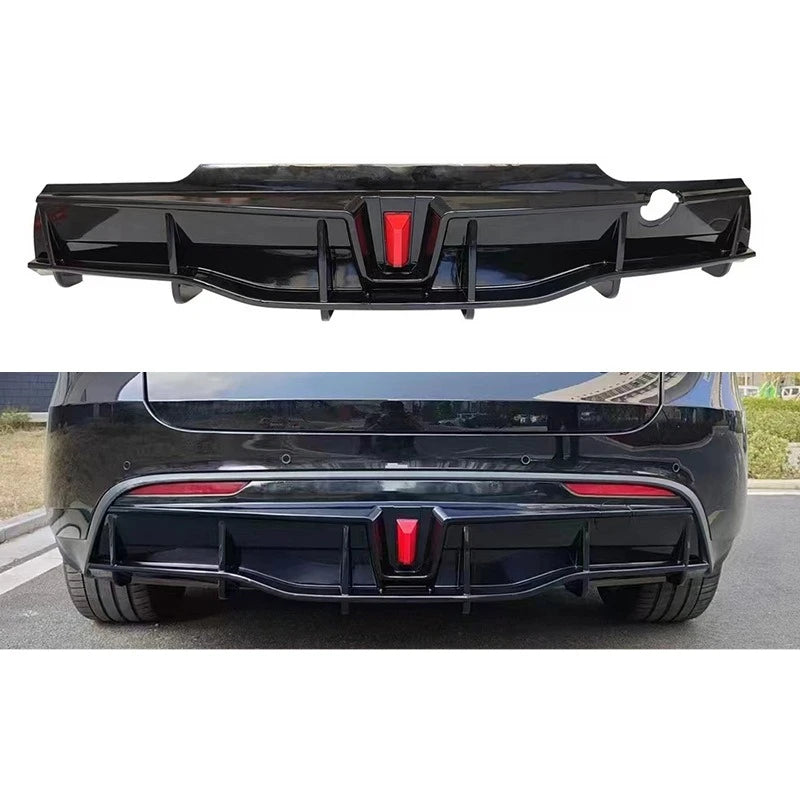 Für Tesla Model Y 2021 2022 2023 2024 Heckschürzen-Diffusor Splitter Spoiler Lippe Schutz Tuning Zubehör Teil Karosserie-Kit