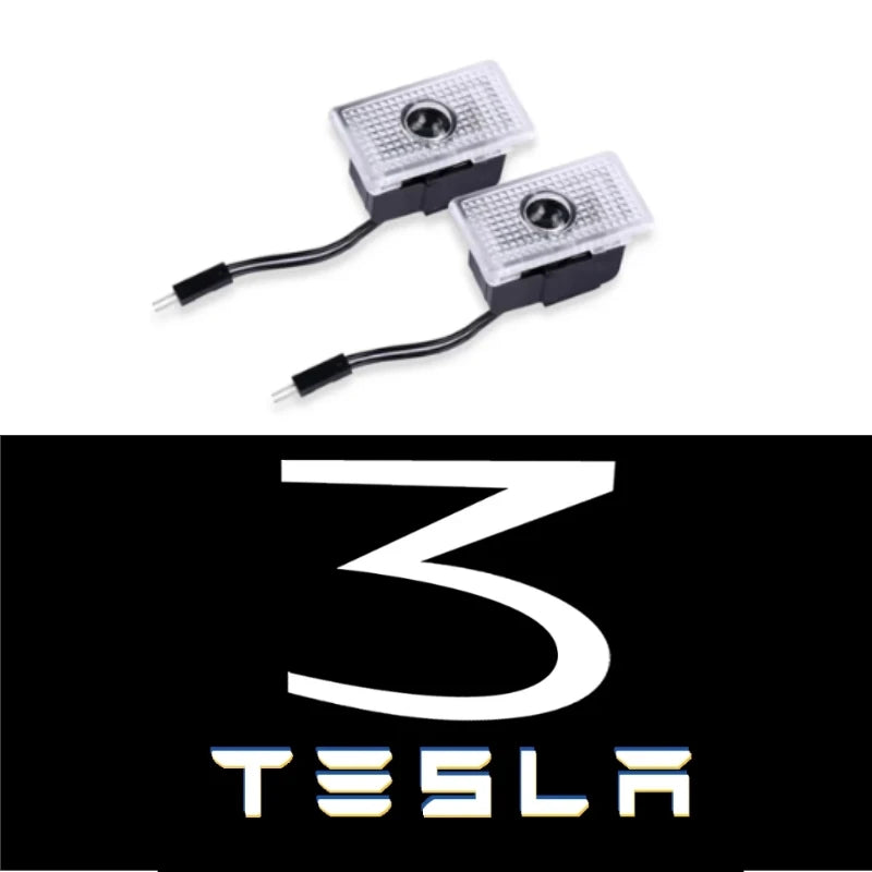 Tesla Model 3,S,X,Y, 2 Stück LED HD Logo Laser Tür