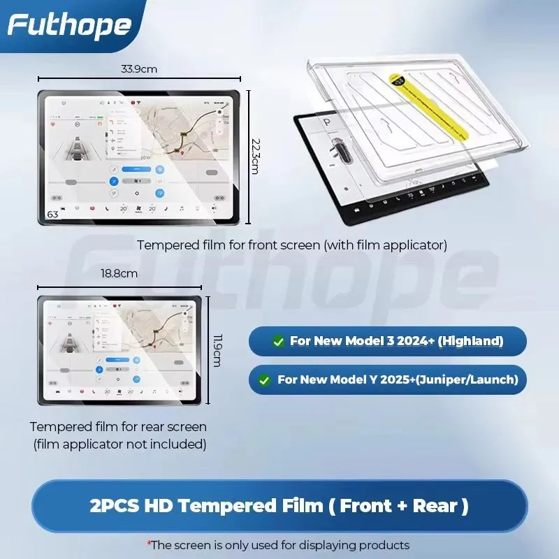 Displayschutz gehärtetem Glas für Tesla Model 3 Y Highland Juniper 2021–2025