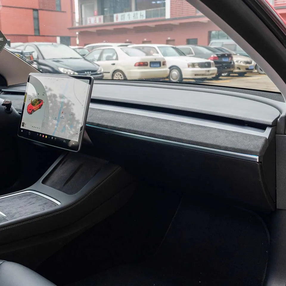 Echte schwarze Alcantara-Verkleidungen für Tesla Model 3/Y Dekor