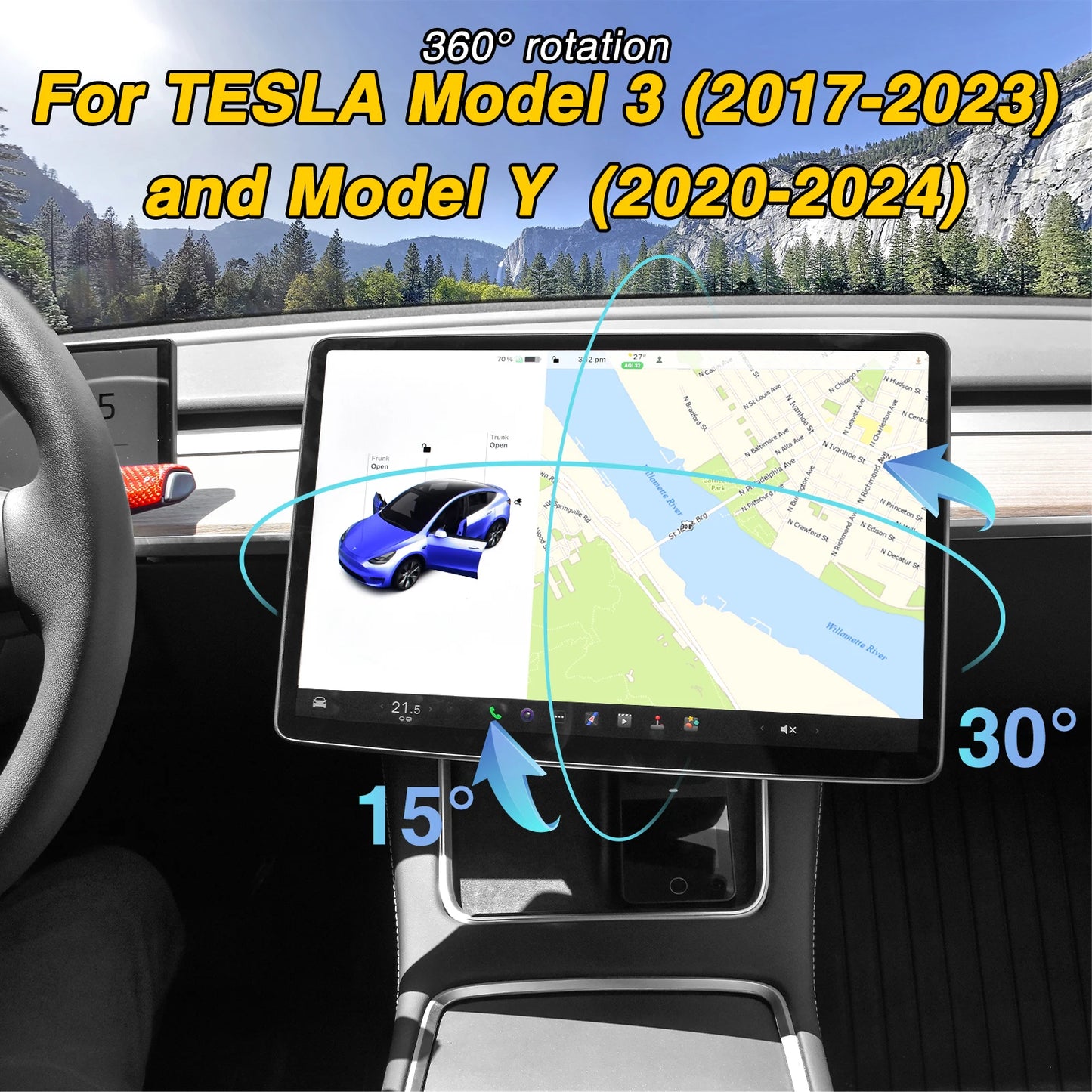 Bildschirm-Schwenk / Neigehalterung für Tesla Model Y/3 Highland 2017-2024