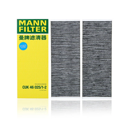 Tesla Model Y / 3 HEPA Aktivkohle-Innenraumfilter-Set für Elektrofahrzeuge – MANNFILTER CUK25015/21-2, CUK46025/1-2, CU47025/3-2 – eingebauter Luftfilter