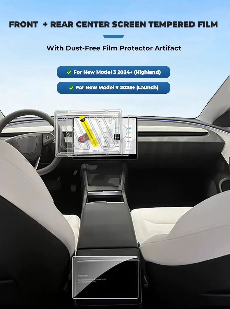 Displayschutz gehärtetem Glas für Tesla Model 3 Y Highland Juniper 2021–2025