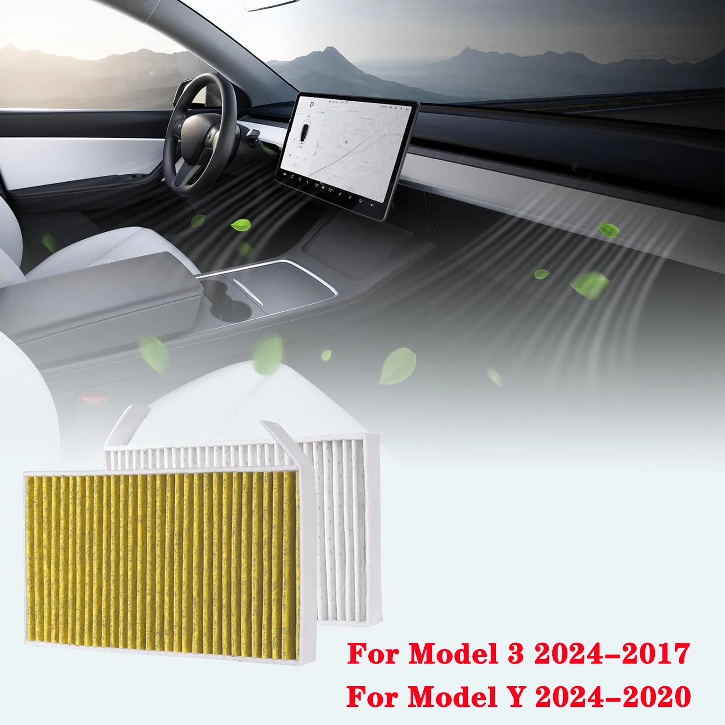 Tesla Modell Y Innenraumfilter ab 2017, Ersatz HEPA-Luftansaugfilter - Aktivkohle