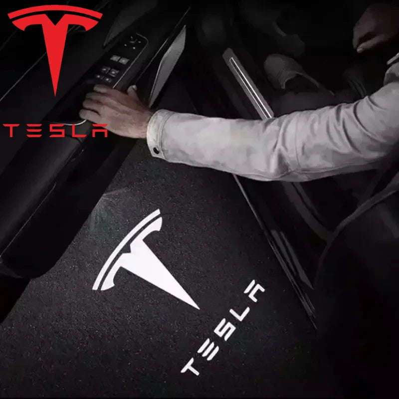 Tesla Model 3,S,X,Y, 2 Stück LED HD Logo Laser Tür